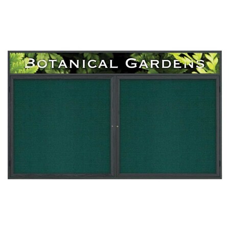 United Visual Products Triple Door Indoor Enclosed Easy Tack Bo UV307EZ-GREEN-SATIN